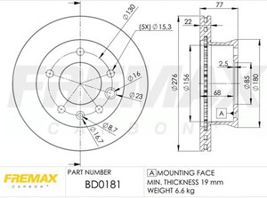 Фото Гальмівний диск FREMAX BD 0181