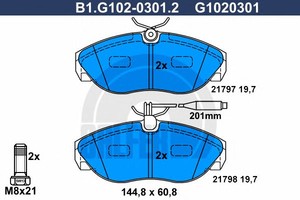 Фото Колодки гальмівні дискові, комплект GALFER B1G10203012