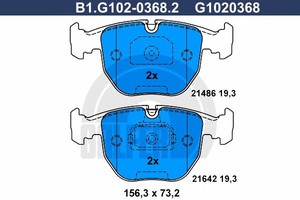 Фото Комплект гальмівних колодок, дискове гальмо GALFER B1G10203682