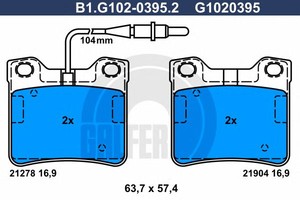 Фото Колодки гальмівні дискові, комплект GALFER B1G10203952