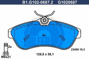 Фото Комплект гальмівних колодок, дискове гальмо GALFER B1G10206872