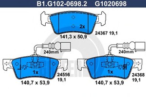 Фото Колодки гальмівні дискові, комплект GALFER B1.G102-0698.2