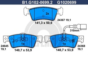 Фото Колодки гальмівні дискові, комплект GALFER B1G10206992