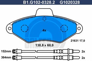 Фото Комплект гальмівних колодок, дискове гальмо GALFER B1G10203282