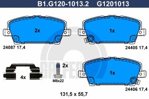 Фото Комплект гальмівних колодок, дискове гальмо GALFER B1G12010132