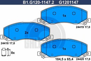 Фото Комплект гальмівних колодок, дискове гальмо GALFER B1G12011472