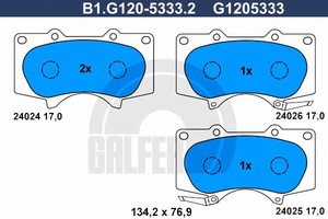 Фото Комплект гальмівних колодок, дискове гальмо GALFER B1G12053332