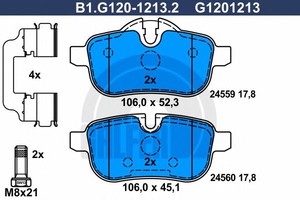 Фото Комплект гальмівних колодок, дискове гальмо GALFER B1G12012132