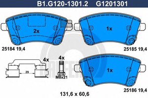 Фото Комплект гальмівних колодок, дискове гальмо GALFER B1.G120-1301.2