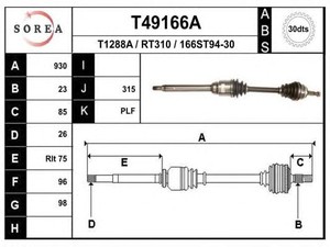 Фото Привідний вал EAI T49166A