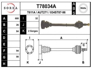 Фото Привідний вал EAI T78034A