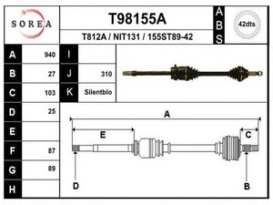 Фото Привідний вал EAI T98155A