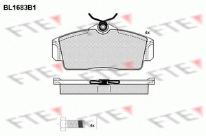 Фото Комплект гальмівних колодок, дискове гальмо FTE BL1683B1