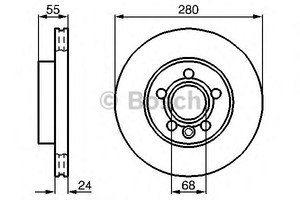 Фото Диск гальмівний (передній) VW T4 95-03 (R15) (280x24) Bosch 0 986 479 B50