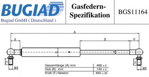 Фото Газовая пружина, крышка багажник BUGIAD BGS11164
