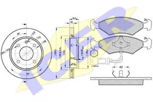 Фото Комплект тормозов, дисковый тормозной механизм Icer 30410-1064