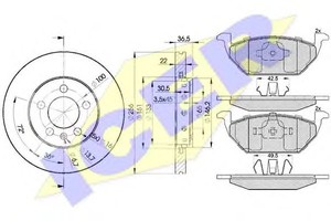 Фото Комплект тормозов, дисковый тормозной механизм Icer 31338-5602