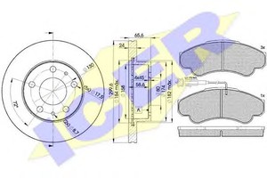 Фото Комплект тормозов, дисковый тормозной механизм Icer 31522-4682