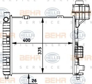 Фото Радіатор, охолодження двигуна Behr Hella Service 8MK 376713-031