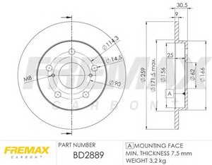 Фото Гальмівний диск FREMAX BD-2889