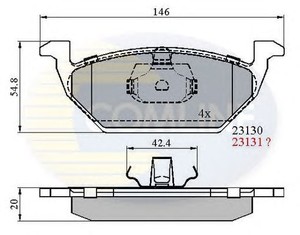 Фото Комлект гальмівних колодок, дисковий механізм COMLINE CBP0737