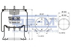 Фото Кожух пневматической рессоры SEM-LASTIK 724008C01