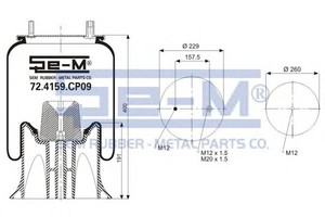 Фото Кожух пневматической рессоры SEM-LASTIK 72.4159.CP09