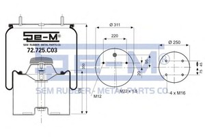Фото Кожух пневматической рессоры SEM-LASTIK 72.725.C03