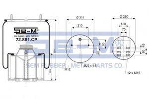 Фото Кожух пневматической рессоры SEM-LASTIK 72881CP