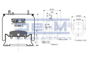 Фото Кожух пневматической рессоры SEM-LASTIK 72902C