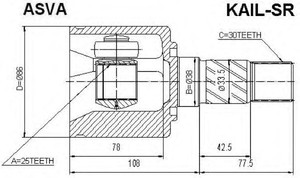 Фото Шарнірний комплект, приводний вал Asva KAIL-SR