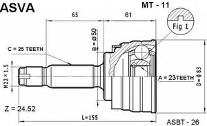 Фото Шрус зовнішній передній Asva MT-11