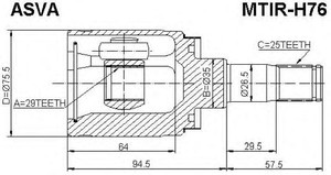 Фото Шарнірний комплект, приводний вал Asva MTIR-H76