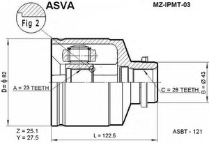 Фото Шарнірний комплект, приводний вал Asva MZ-IPMT-03