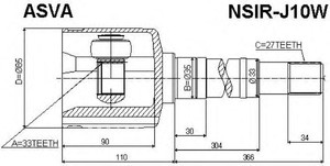 Фото Шарнірний комплект, приводний вал Asva NSIR-J10W
