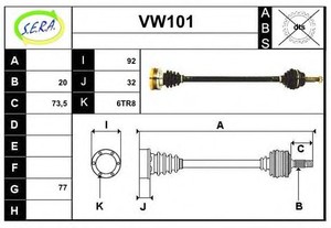 Фото Привідний вал SERA VW101