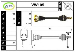 Фото Привідний вал SERA VW105