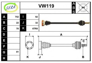 Фото Привідний вал SERA VW119