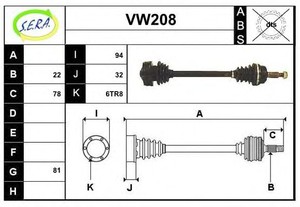 Фото Привідний вал SERA VW208