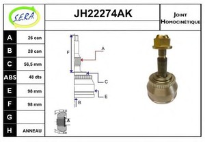 Фото Шарнірний комплект, приводний вал SERA JH22274AK