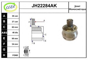 Фото Шарнірний комплект, приводний вал SERA JH22284AK