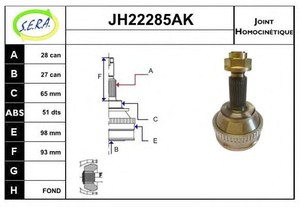 Фото Шарнірний комплект, приводний вал SERA JH22285AK