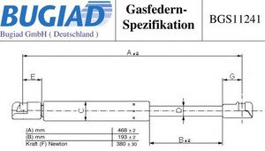 Фото Газовая пружина, крышка багажник BUGIAD BGS11241