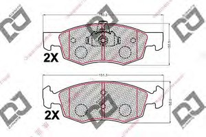 Фото Комплект гальмівних колодок, дискове гальмо DJ PARTS BP2288