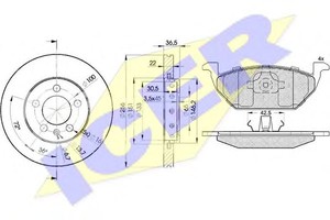 Фото Комплект тормозов, дисковый тормозной механизм Icer 31184-5602
