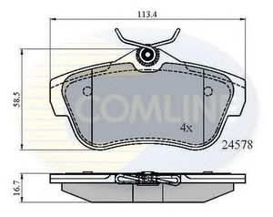 Фото Комлект гальмівних колодок, дисковий механізм COMLINE CBP01622