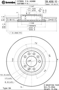 Фото Автозапчасть Brembo 09.A558.10