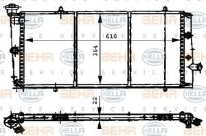 Фото Радіатор, охолодження двигуна Behr Hella Service 8MK376716001