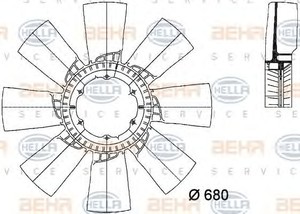 Фото Крыльчатка вентилятора, охлаждение двигателя Behr Hella Service 8MV 376 733-271