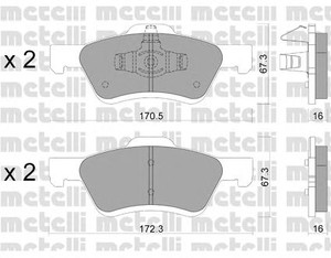 Фото Комплект гальмівних колодок, дискове гальмо Metelli 22-0906-0